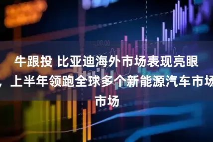 牛跟投 比亚迪海外市场表现亮眼，上半年领跑全球多个新能源汽车市场